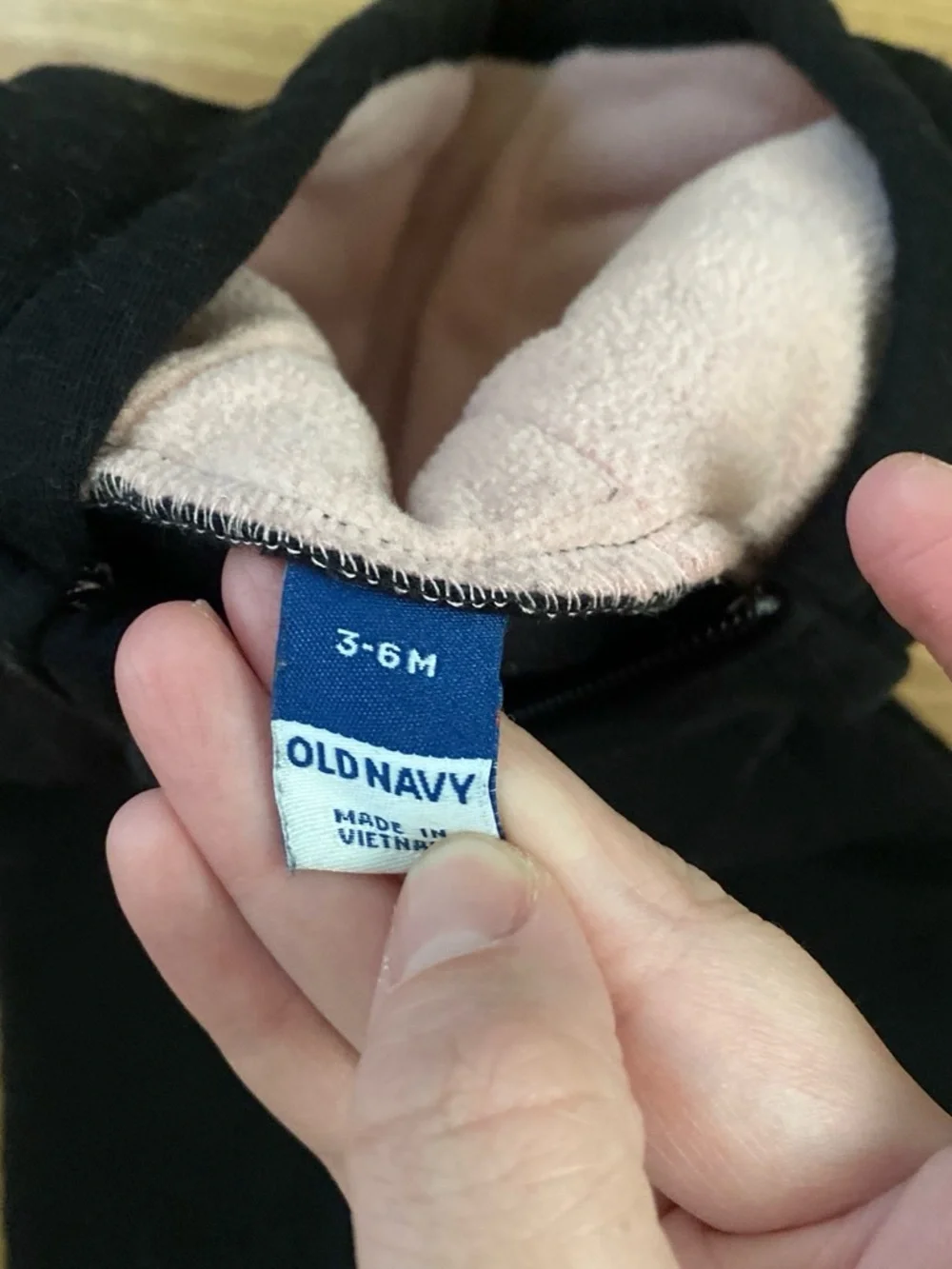 Old Navy Black Cat Hooded One-Piece with Pink Lining